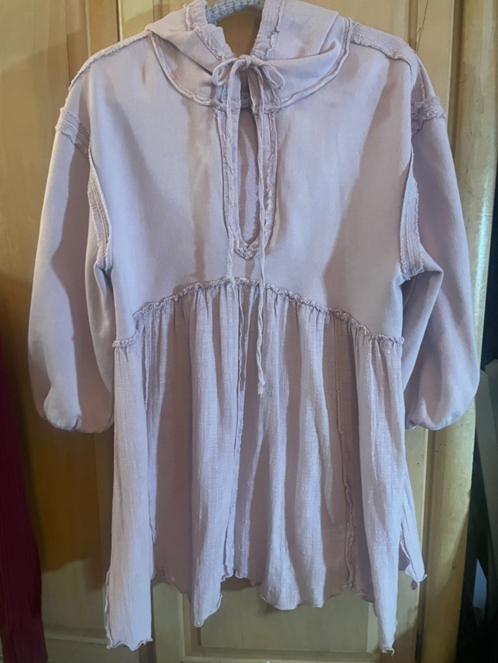 Free People Lavender hoodie with Gauze bottom.